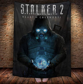 Плед з принтом сталкер 2, подарунок фанату гри, Чорнобиль, лого 4 150х200 см.