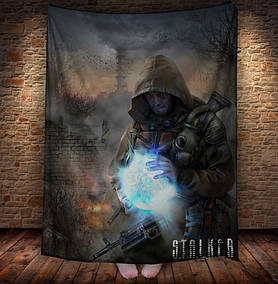 Плед з принтом сталкер 2, подарунок фанату гри, Чорнобиль, магія 150х200 см.