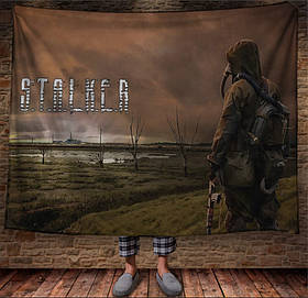 Плед з принтом сталкер, подарунок фанату гри, Чорнобиль 1 150х200 см.