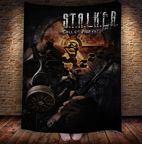 Плед з принтом сталкер, подарунок фанату гри, Чорнобиль, карусель 1 150х200 см.