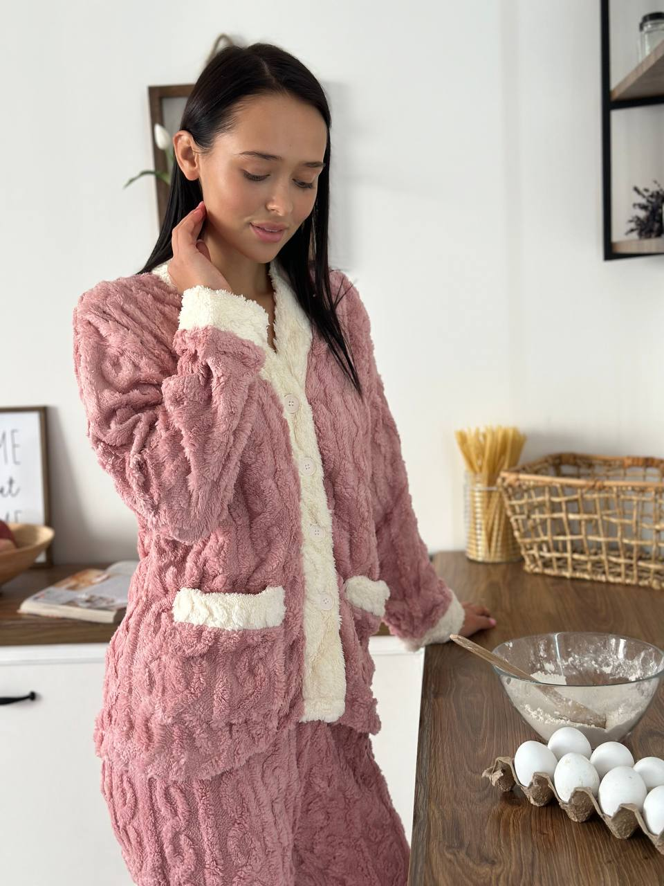 Теплый женский домашний махровый костюм Женская теплая пижама S (ID ...