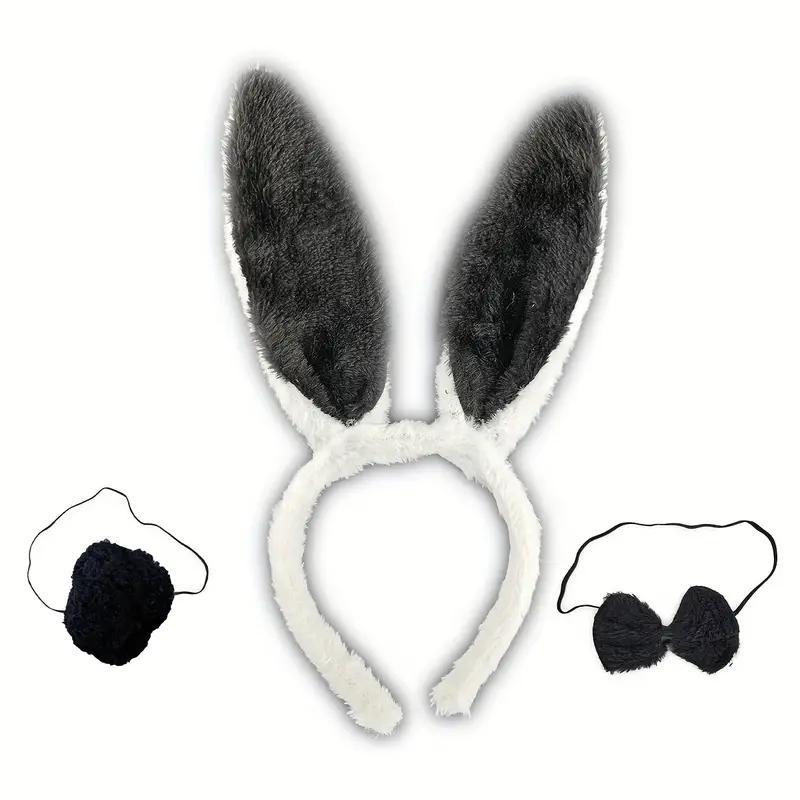 Карнавальний набір зайчика вушка. хвостик, метелик білий із чорним, фото 1