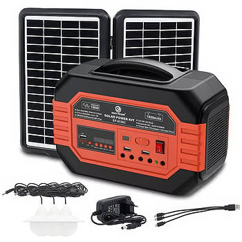Система генератора сонячної енергії EP-0128C 220V 100W C сонячною панеллю 15V 13W та 3 лампочками в комплекті