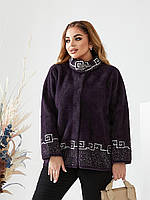 Жіноче тепле коротке пальто-піджак великих розмірів із вовни альпака з капюшоном р.50-56. Арт-3654/39