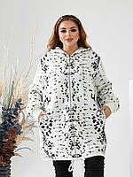 Жіноче тепле біле пальто оверсайз батал із вовни альпака р.58-66. Арт-3655/39