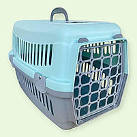 Переноска AnimAll CNR-102 для котів та собак до 8 кг 48.5×32.5×32.5 см сіро-м"ятна, фото 2