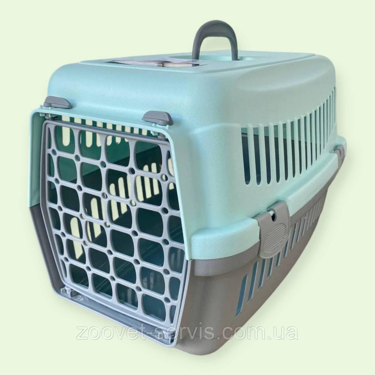 Переноска AnimAll CNR-102 для котів та собак до 8 кг 48.5×32.5×32.5 см сіро-м"ятна, фото 1