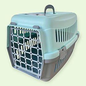 Переноска AnimAll CNR-102 для котів та собак до 8 кг 48.5×32.5×32.5 см сіро-м"ятна