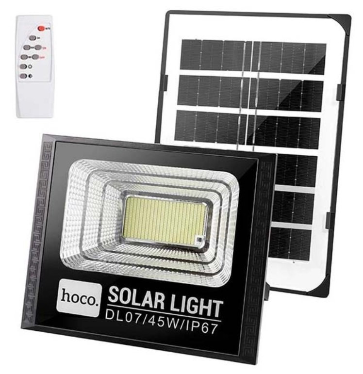 Лампа вулична HOCO DL07 Plus із сонячною панеллю, чорна, фото 1