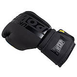 Боксерські рукавиці PowerPlay 3021 Чорні 10 унцій (283г.) для спортсменів від 8 років до 60 кг., фото 4