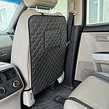 Захисна накидка на спинку автомобільного сидіння з кишенею під планшет із перфорованої екошкіри Чорна, фото 2