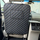 Захисна накидка на спинку автомобільного сидіння з кишенею під планшет із перфорованої екошкіри Чорна, фото 5