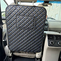 Захисна накидка на спинку переднього сидіння від бруду з кишенею під планшет із перфорованої екошкіри Чорна