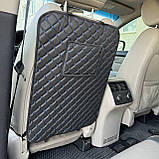Захисна накидка на спинку автомобільного сидіння з кишенею під планшет із перфорованої екошкіри Чорна, фото 6