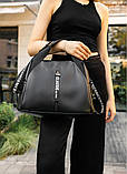 Жіноча сумка велика чорна кроссбоді повсякденна, спортивна з довгим ремінцем через плече, екошкіра, фото 2