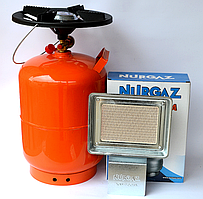 Газовий балон Nurgaz Туреччина 10 л із пальником і газовим нагрівачем