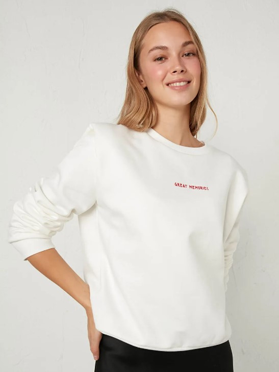 Білий жіночий світшот LC Waikiki/Лс Вайки з написом Great Memories. фірмова Туреччина