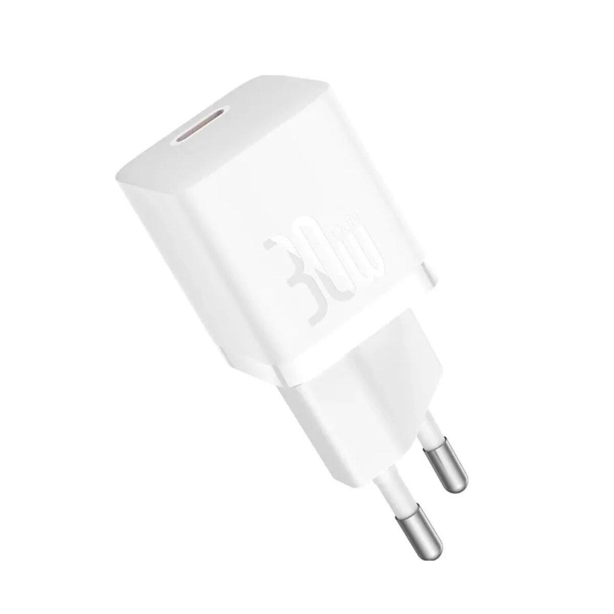 Мережевий зарядний пристрій Baseus GaN5 Fast Charger(mini) 1C 30W EU White, Power Delivery, Quick Charge 3.0, фото 1