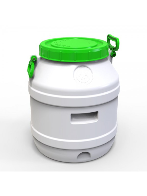 Бідон Євро Пласт 45л пластиковий харчовий з зеленою кришкою
