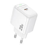 Мережевий зарядний пристрій BOROFONE BAS43A Potential single-port PD20W charger(EU) White, Type-C, 20W швидка зарядка, фото 2