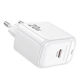 Мережевий зарядний пристрій BOROFONE BAS43A Potential single-port PD20W charger(EU) White, Type-C, 20W швидка зарядка, фото 4