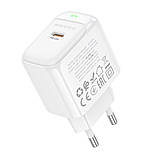 Мережевий зарядний пристрій BOROFONE BAS43A Potential single-port PD20W charger(EU) White, Type-C, 20W швидка зарядка, фото 5