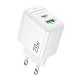 Мережевий зарядний пристрій BOROFONE BAS44A Potential PD20W+QC3.0 charger(EU) White, 2 порти Type-C та USB-A, фото 2