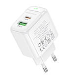 Мережевий зарядний пристрій BOROFONE BAS44A Potential PD20W+QC3.0 charger(EU) White, 2 порти Type-C та USB-A, фото 5