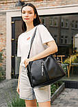 Жіноча сумка велика чорна кроссбоді повсякденна, спортивна з довгим ремінцем через плече, екошкіра, фото 6