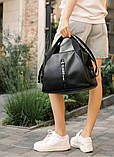 Жіноча сумка велика чорна кроссбоді повсякденна, спортивна з довгим ремінцем через плече, екошкіра, фото 7