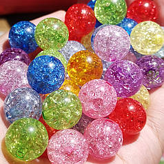 Намистини круглі "Бите скло", 8 мм, кольоровий мікс (30 шт)