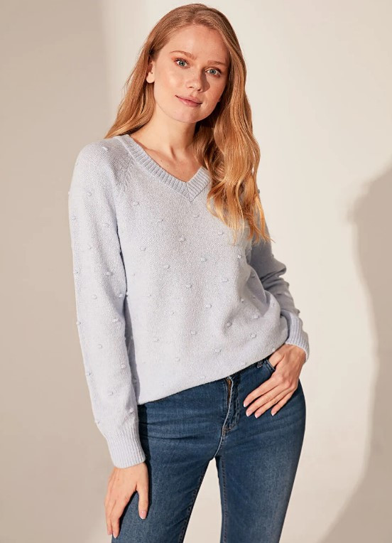 Блакитний жіночий светр LC Waikiki/ЛС Вайкікі з V- подібним вирізом. фірмова Туреччина