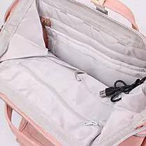 Рюкзак-сумка водонепроникний HIMAWARI 1881-18 рожевий з кишенею для ноутбука та USB, фото 4