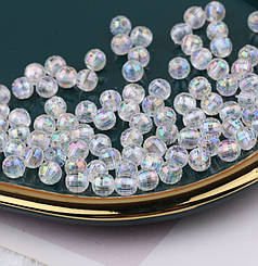 Намистини грановані "Куля" 6 мм, прозорі з АБ (30 шт)