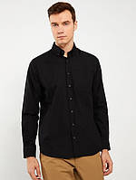 Чорна чоловіча сорочка LC Waikiki/ЛС Вайкікі з кишенею та ґудзиком на комірі. фірмова Туреччина