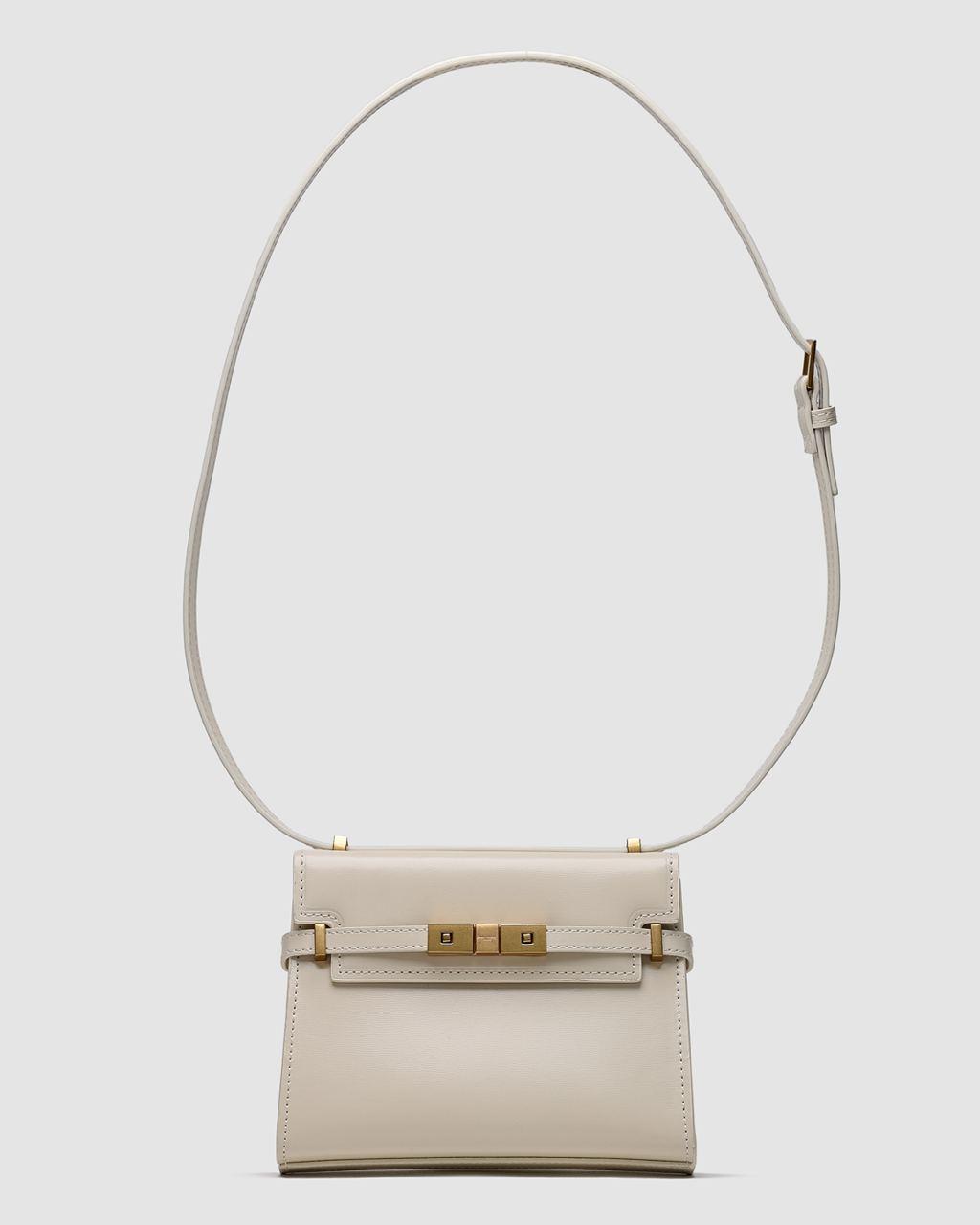 Шкіряна сумка через плече Manhattan Mini Yves Saint Laurent кремового кольору