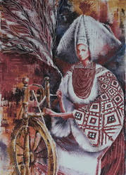 Гарна листівка "Пряха"