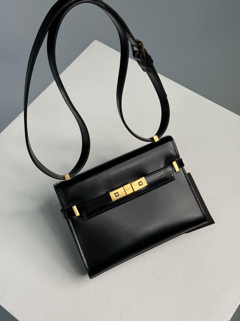 Шкіряна сумка через плече Manhattan Mini чорного кольору Yves Saint Laurent, фото 1
