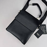 Сумка чоловіча Polo шкіряна через плече барсетка чорна клатч чоловічий чорний Gorangd