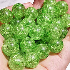 Намистини пластикові "Бите скло", 8 мм, салатові (30 шт)