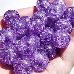 Намистини пластикові "Бите скло", 8 мм, фіолетові (30 шт)