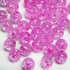Намистини пластикові "Бите скло", 8 мм, рожеві (30 шт)