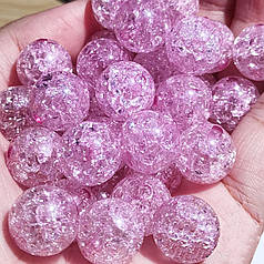 Намистини пластикові "Бите скло", 8 мм, бузкові (30 шт)