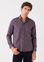 Бордова чоловіча сорочка LC Waikiki/ЛС Вайкікі з кишенею на грудях, в клітинку. фірмова Туреччина