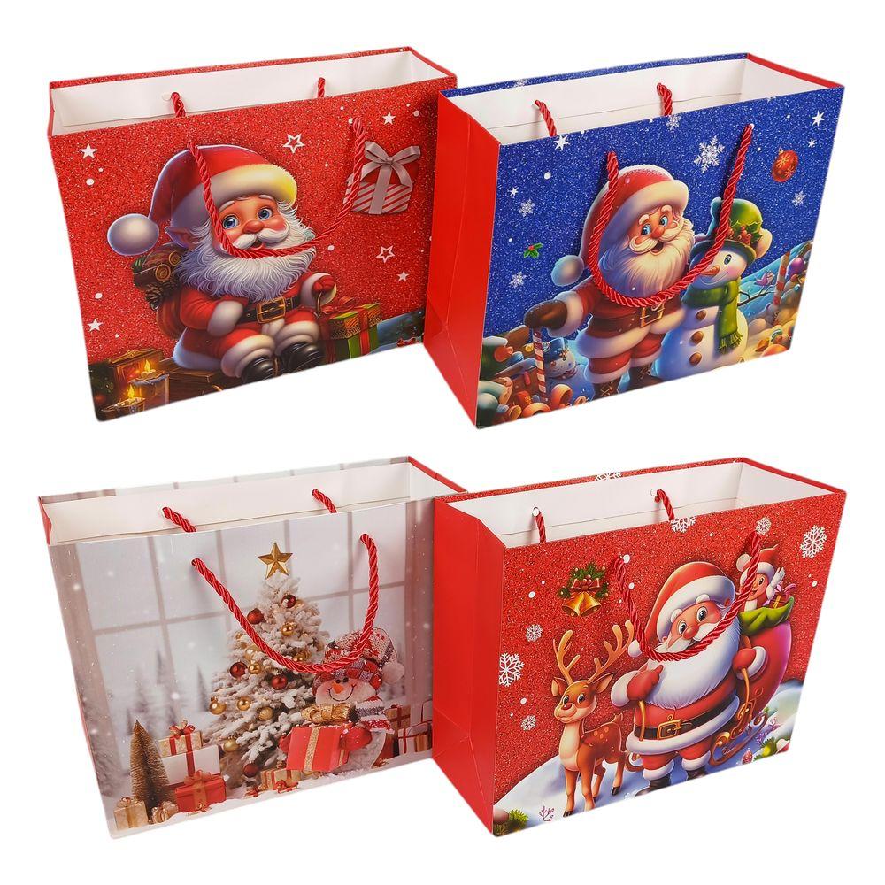 Пакет подарунковий 230г/м2 "Новорічний" 25 х 19,5 х 9,5см, 4 види SD-003-S KNZ