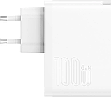 Мережевий зарядний пристрій Baseus GaN5 Pro C+U 100 W with Type-C to Type-C 1 m white (CCGP090202), фото 3