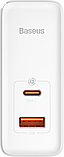 Мережевий зарядний пристрій Baseus GaN5 Pro C+U 100 W with Type-C to Type-C 1 m white (CCGP090202), фото 5