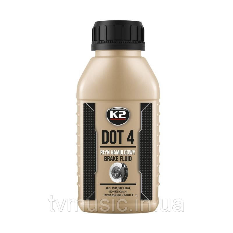 Гальмівна рідина K2 DOT4 Brake Fluid 250 мл (T124), фото 1