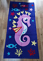 Пляжний Рушник З Морським Конем 75*150 Синього Кольору Бавовняний Piramit Туреччина