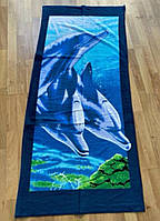 Пляжний Рушник З Дельфінами 75*150 Синього Кольору Бавовняний Piramit Туреччина